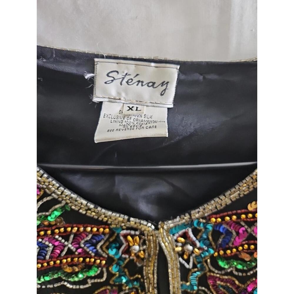 Vintage Stenay Jacket Silk Multi-color Embellished Lined Party Cocktail Size XL. - Picture 5 of 9